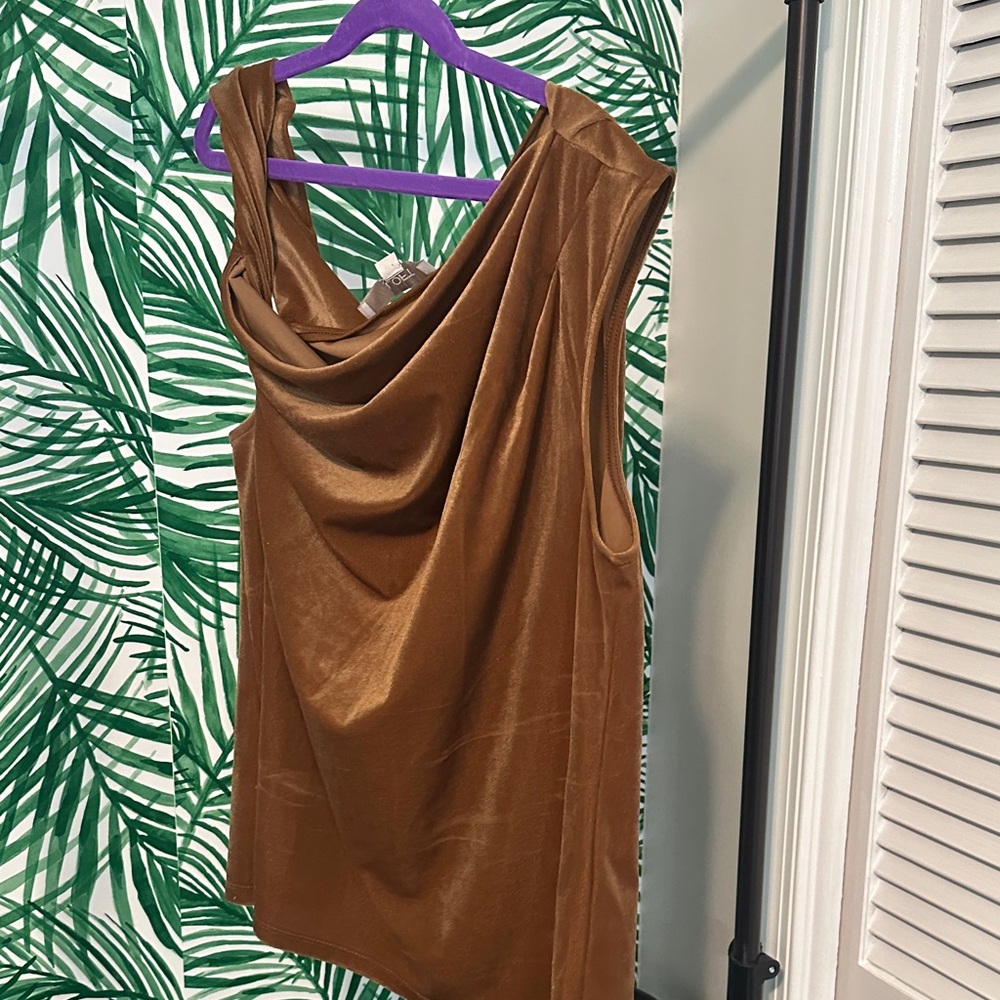 LOFT Tan Sleeveless Goddess Top